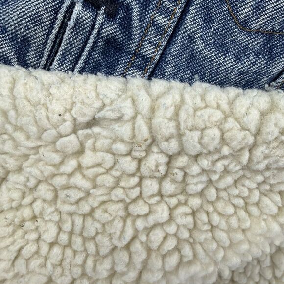 Vintage 80s Levis Sherpa Lined Denim Trucker Jacket Men 40R USA Jean Patches - Picture 10 of 16
